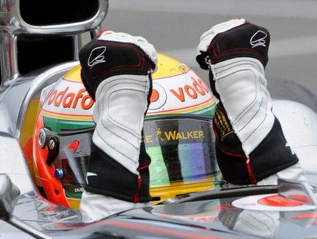 Lewis Hamilton celebra su victoria en el Gran Premio de Alemania.

Foto: EFE