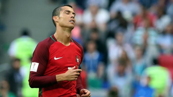 Cristiano Ronaldo con gesto contrariado tras el empate.
