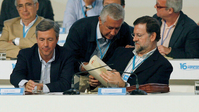 Acebes, Arenas y Rajoy en el congreso nacional del PP de 2008