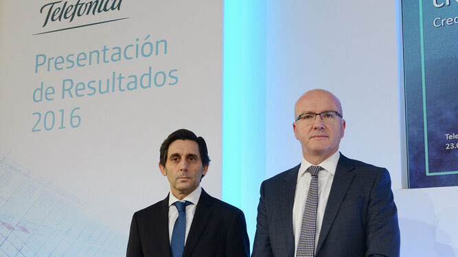 José María Álvarez-Pallete y Ángel Vilá, en 2016.