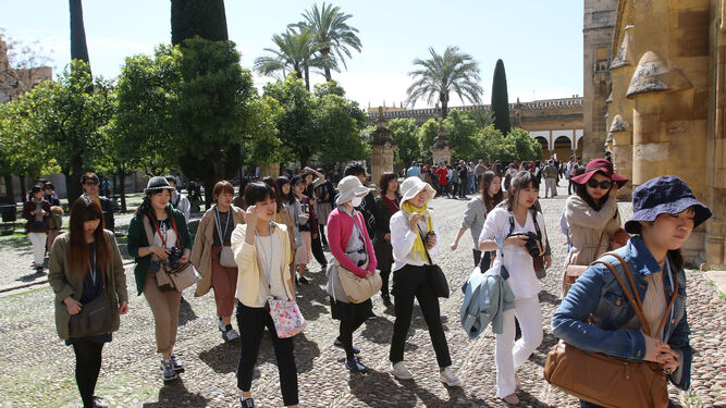 Varios turistas hacen cola para entrar a la Mezquita-Catedral.