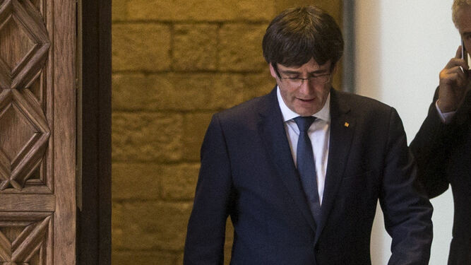 Carles Puigdemont, ayer, en el Palau de la Generalitat.