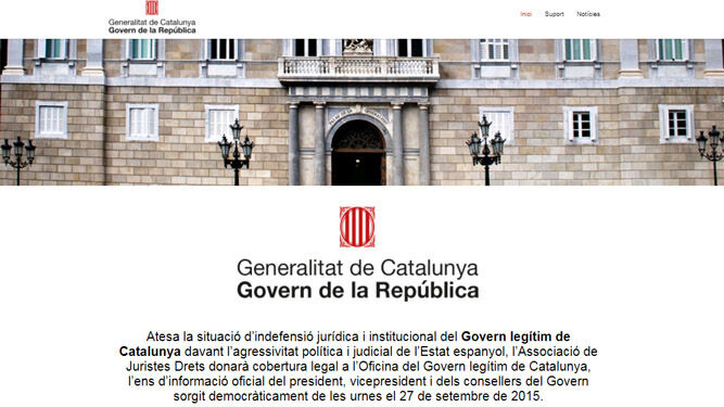 Captura de la página web anunciada por Puigdemont