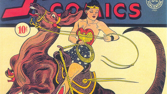 Detalle de de una portada de 'Sensation Comics' de junio de 1942.
