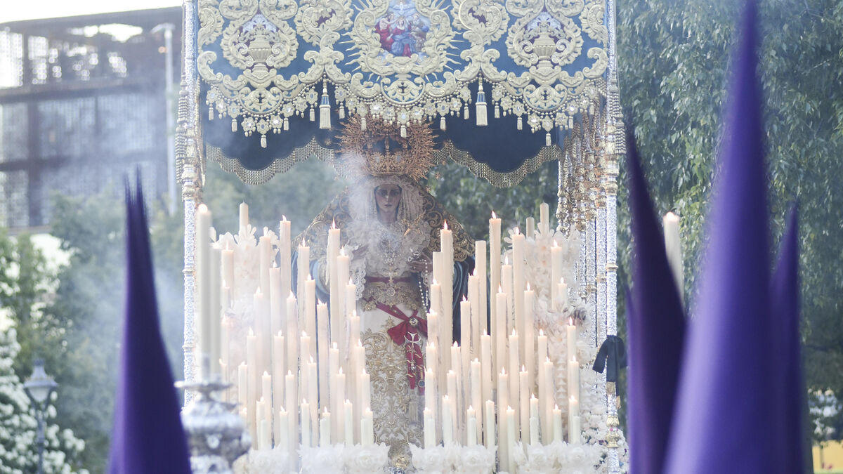 La Virgen de la Trinidad, de la Santa Faz, procesiona con su nuevo palio.