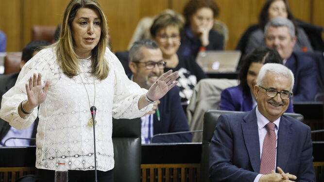 La jefa del Ejecutivo andaluz, ayer, en el Parlamento.