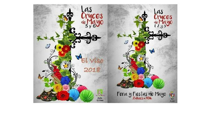 Cartel de El Viso de 2018 y el de Zahínos (Badajoz) de 2016.