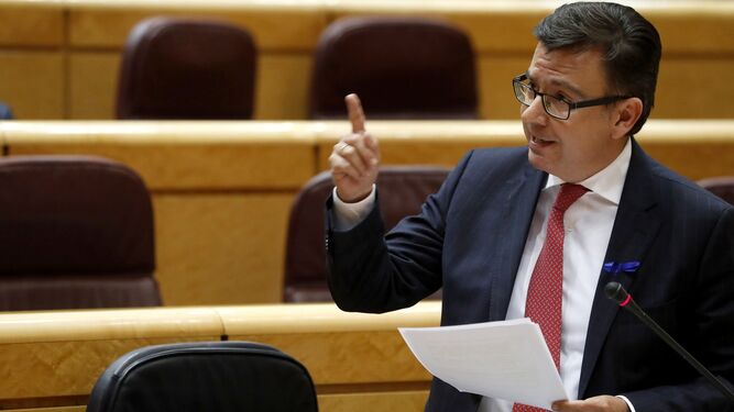 El ministro de Economía, Román Escolano, en el Senado, la semana pasada.