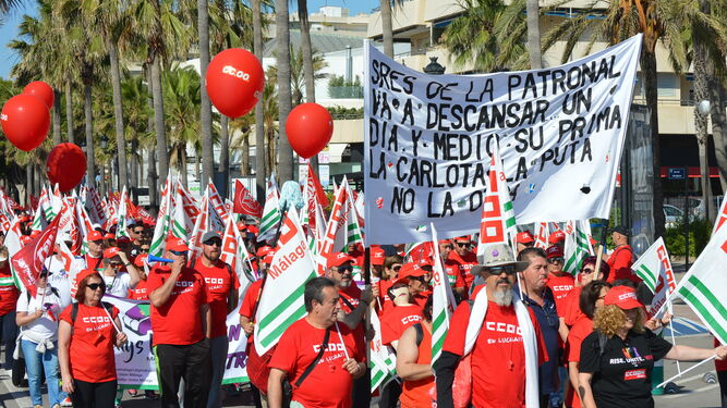 La marcha sindical por el "bloqueo" del convenio de hostelería.