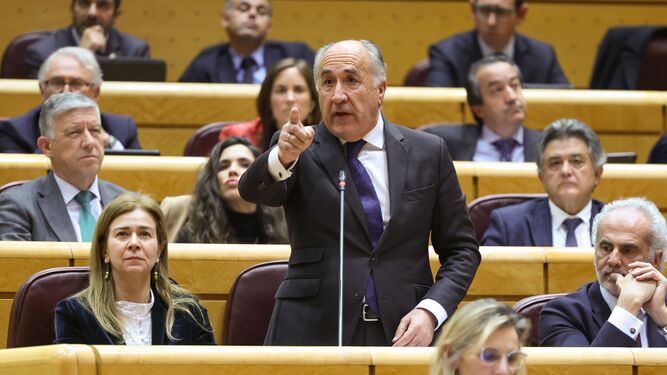 El senador del PP, José Ignacio Landaluce  durante una sesión de control al Gobierno celebrada en el pleno del Senado , en Madrid.