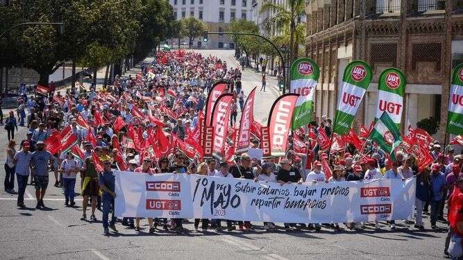 Manifestación del Primero de Mayo en Cádiz el año pasado.