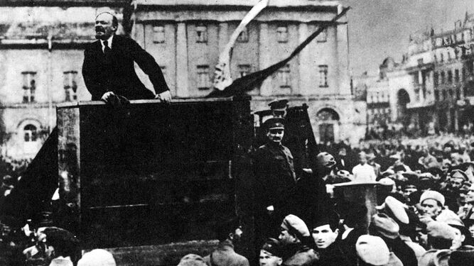 Lenin en Petrogrado en 1917.