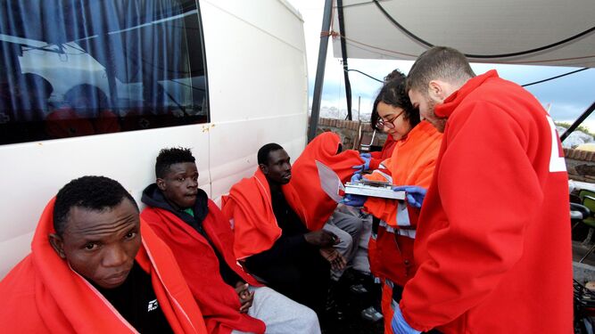 Inmigrantes rescatados en el Estrecho este mes de diciembre.