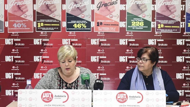 Carmen Jurado y Aurora Sánchez ayer, en la sede de UGT.