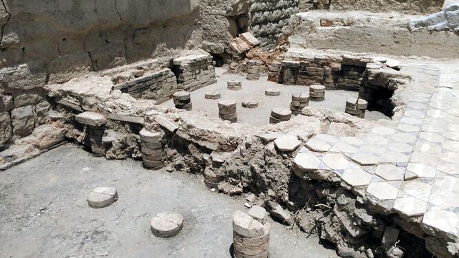 Excavación de las termas en Torreparedones, en Baena.