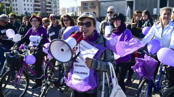 Una de las manifestaciones, esta vez en bicicleta, contra la violencia a la mujer en Córdoba.