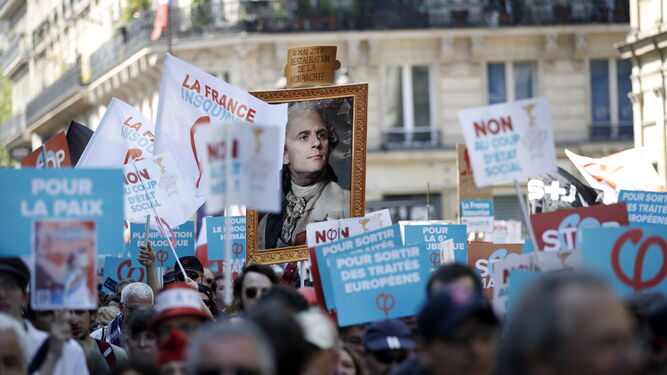 Manifestación contra Macron el pasado sábado en París.