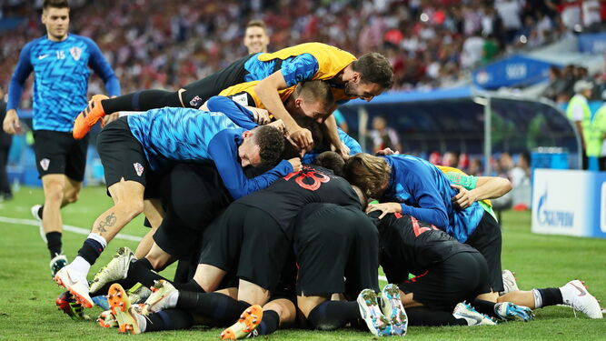 Alegría de los croatas tras vencer a Rusia.