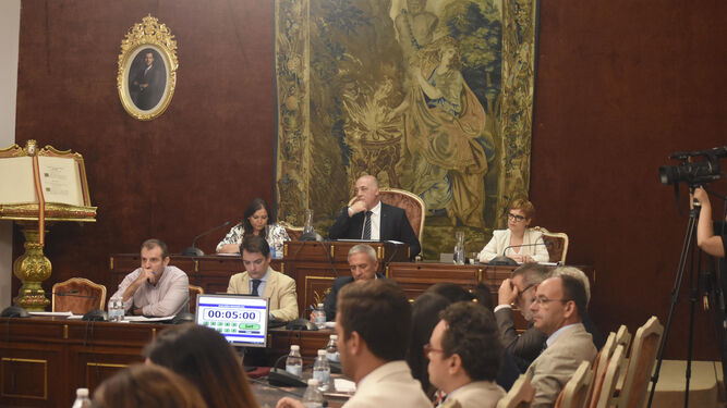 Un momento del desarrollo del Pleno, ayer en la Diputación.