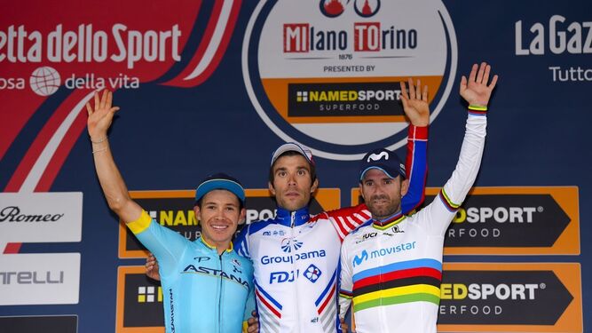 Valverde y su arcoíris, en el podio de la clásica más veterana