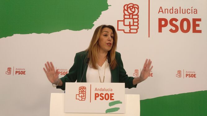 Susana Díaz, durante la rueda de prensa.
