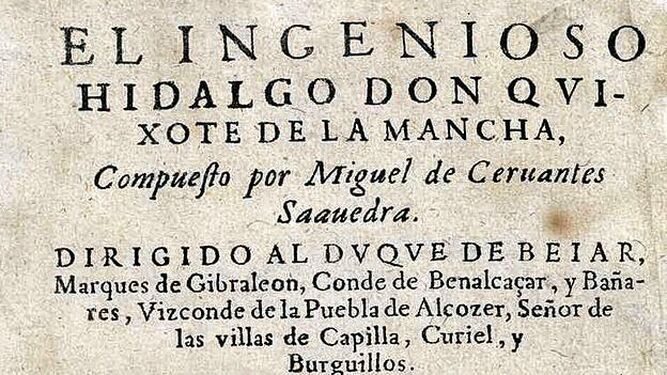 Detalle de la primera edición de 'El ingenioso hidalgo don Qvixote de La Mancha', de Miguel de Cervantes.