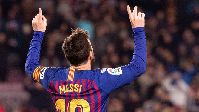 Messi celebrando un gol.