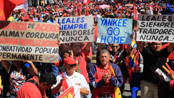 Simpatizantes de Maduro durante una una marcha en apoyo a su Gobierno celebrada el pasado jueves en Caracas.
