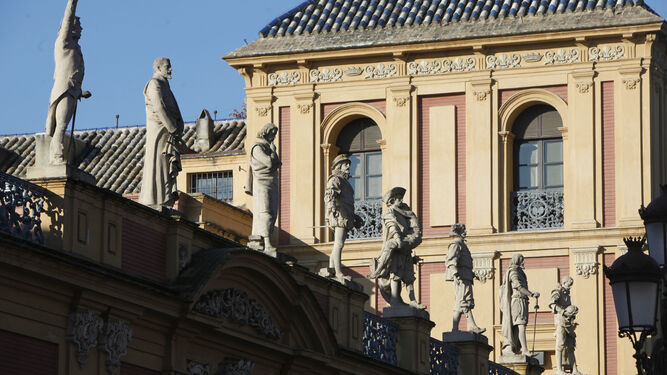 Detalles de la fachada del Palacio de San Telmo, sede de la Presidencia de la Junta de Andalucía.