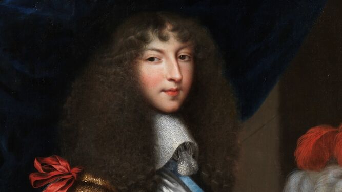 Vista parcial de un retrato de un joven Luis XIV atribuido a Jean Nocret (1655), propiedad del Museo del Prado.