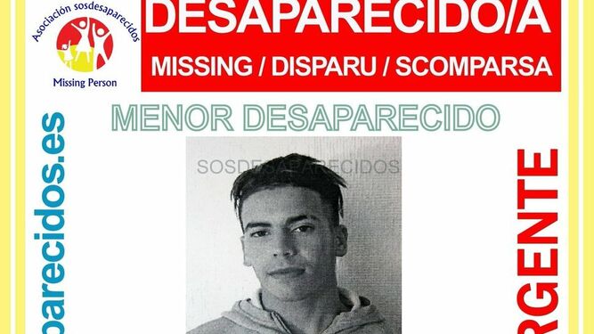 Cartel anunciador con la imagen del joven desaparecido