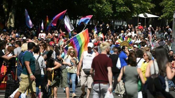 Manifestación para exigir los derechos del colectivo LGTBI celebrada en Madrid.