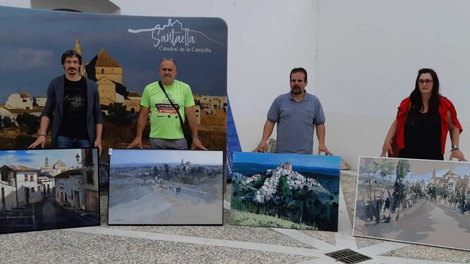 Los ganadores de la primera edición del Premio Nacional de Pintura Rápida Villa de Santaella.