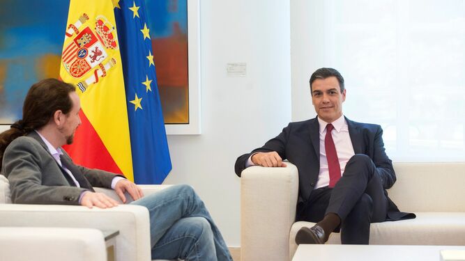 Pablo Iglesias y Pedro sánchez, en la Moncloa.
