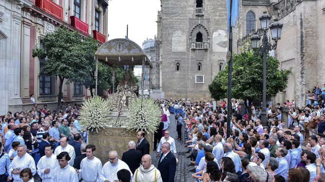 La Virgen de los Reyes en la procesión de 2018.