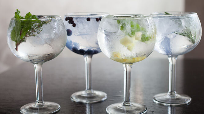 Varios combinados 'gin tonics', preparados siguiendo diferentes recetas.
