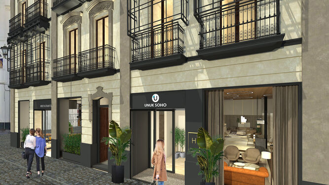 Recreación del nuevo hotel proyectado en la calle Ortiz de Zúñiga, que abrirá en el centro a finales de este año.