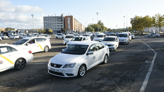 Más de 300 taxistas hacen una marcha lenta en Córdoba por la regulación de los VTC.