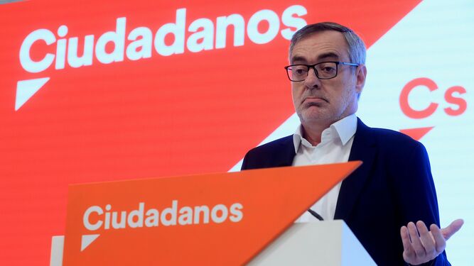 El hasta este jueves secretario general de Ciudadanos, José Manuel Villegas, durante una reciente rueda de prensa.