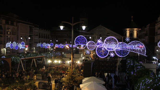 Poblado navideño de la plaza Nueva de Lucena.