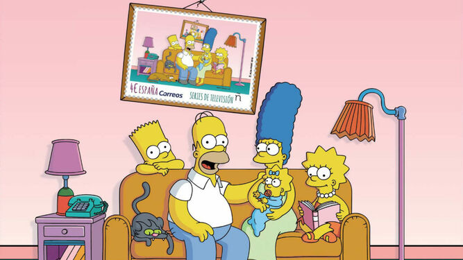 La emisión de Correos de España con la hoja bloque dedicada a 'Los Simpson'