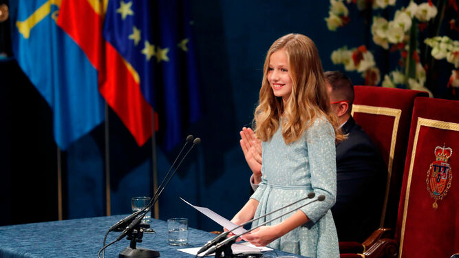 La princesa Leonor, en su primer discurso este año en la entrega de los premios Princesa de Asturias.