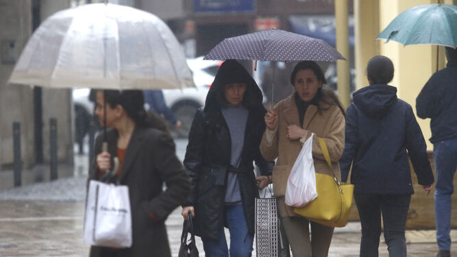 Lluvia en Córdoba capital este sábado.