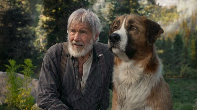 Harrison Ford con el perro Buck, en una escena de la película.