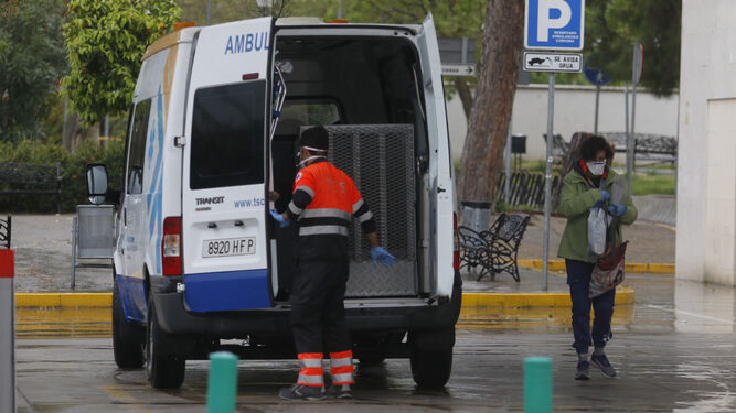 Una ambulancia en la puerta de Urgencias del Reina Sofía.