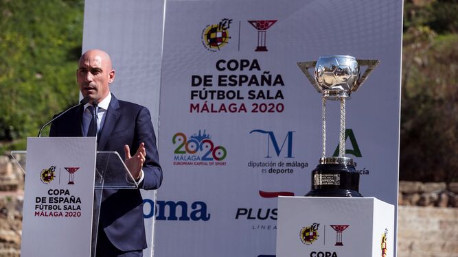 Luis Rubiales, durante la presentación de la Copa de España de fútbol sala de Málaga.