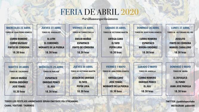 Carteles de la Feria de Abril virtual de 2020.