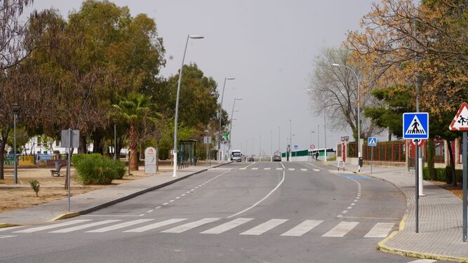 Una avenida desierta en Pozoblanco durante el confinamiento.