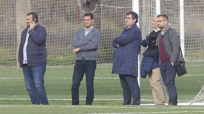 Rafa Herrerías, Juanito, González Calvo, Valenzuela y David Ortega, en la Ciudad Deportiva.