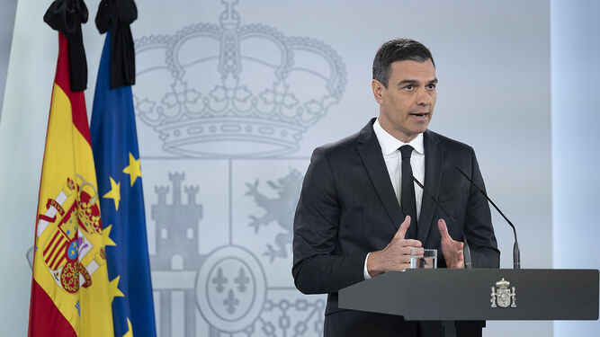 El presidentel del Gobierno, Pedro Sánchez, durante la rueda de prensa.